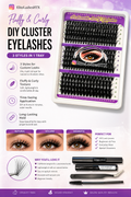 EliteLashesHTX 270 Cluster DIY Lash Kit – Fluffy & Curly 3 Style Tray