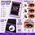 EliteLashesHTX 270 Cluster Lash Tray – Fluffy & Curly DIY Lash Extensions | 3 Styles in 1 Tray | Refill Lash Clusters Only